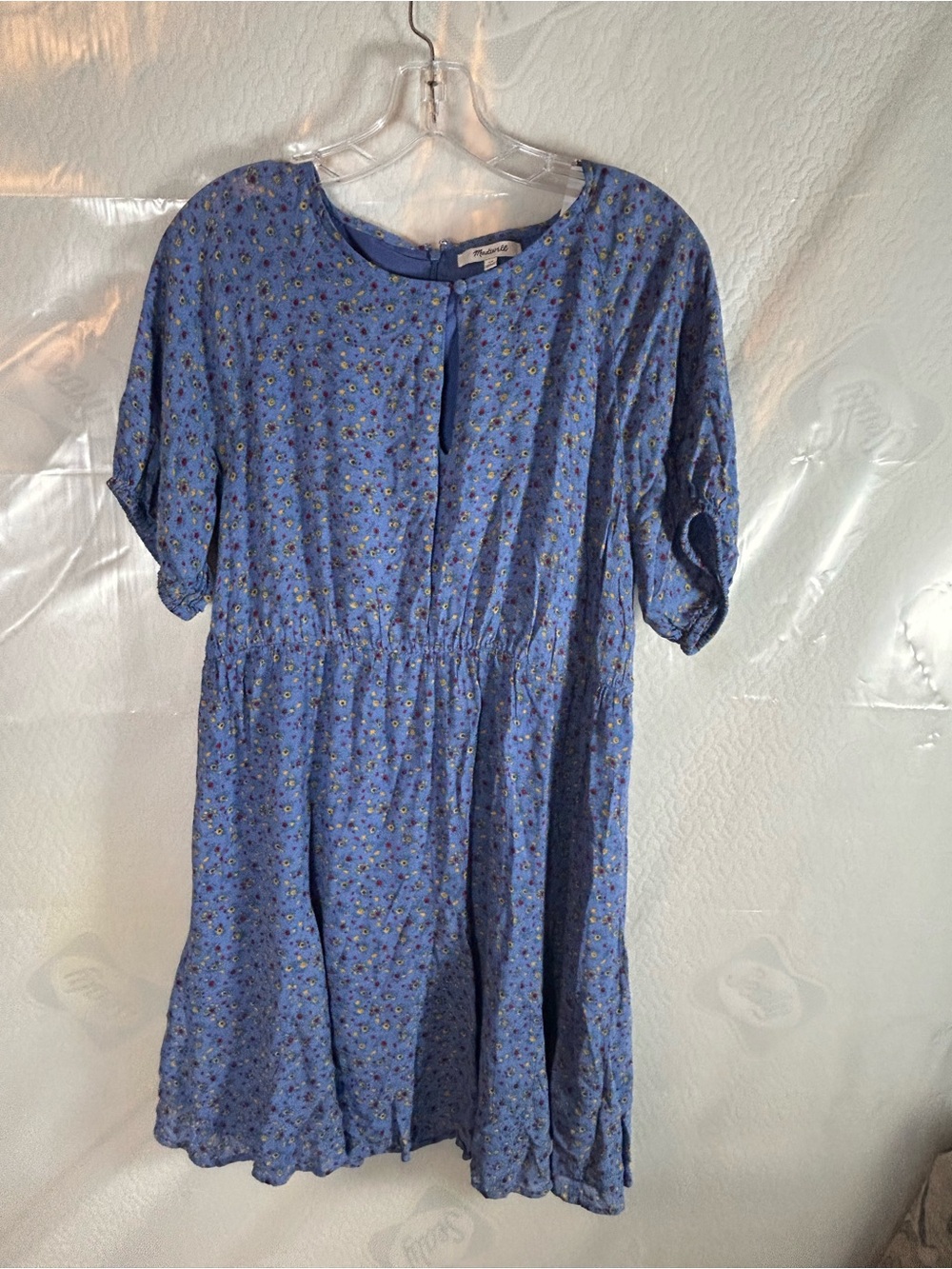 Madewell Blue Floral Short-Sleeve Dress